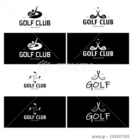 Golf ball logo, Golf design stick logo, logo for professional golf team, golf club, tournament, golf store business, golf course, event Golf ball logo, Golf design stick logo, logo for professional golf team, golf club, tournament, golf store business, golf course, event 129187291