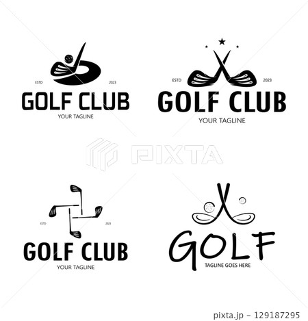 Golf ball logo, Golf design stick logo, logo for professional golf team, golf club, tournament, golf store business, golf course, event 129187295