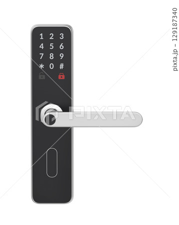 Smart door lock with integrated keypad and fingerprint reader 129187340