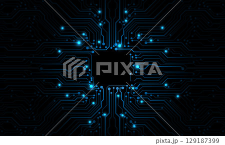Abstract blue circuit board technology connected lines electronics elements computer motherboard chip processor semiconductor digital on black background vector Abstract blue circuit board technology connected lines electronics elements computer motherboard chip processor semiconductor digital on black background vector 129187399
