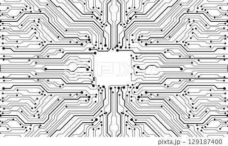 Abstract black circuit board technology connected lines electronics elements computer motherboard chip processor semiconductor digital on white background vector Abstract black circuit board technology connected lines electronics elements computer motherboard chip processor semiconductor digital on white background vector 129187400