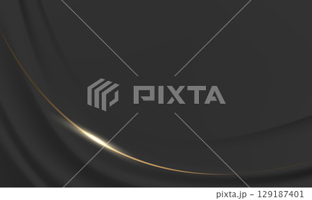 Black fabric wave gold line curve luxury background vector Black fabric wave gold line curve luxury background vector 129187401