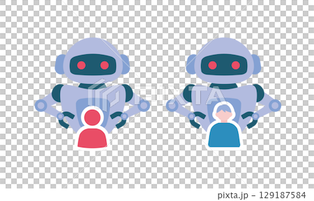 Illustration of robots dominating humans 129187584