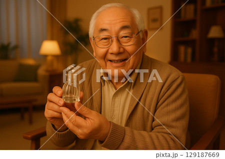 おじいちゃんが香水を紹介する。 129187669
