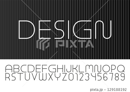 Minimalistic stylish contemporary font. Vector futuristic alphabet. Modern creative one line design. Latin thin letters 129188192