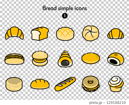 簡單的麵包圖標集合 129188210