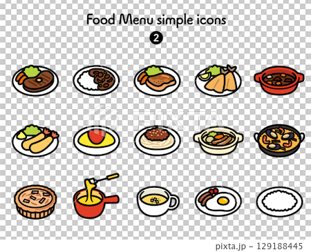 Simple icon collection of Western food Simple icon collection of Western food 129188445