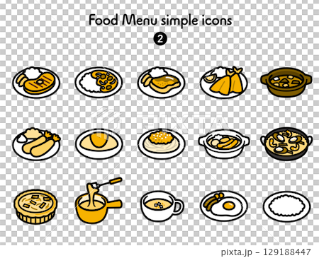 Simple icon collection of Western food 129188447