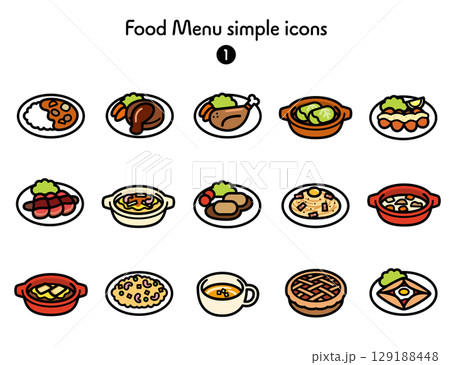 洋食のシンプルアイコン集 129188448