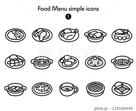洋食のシンプルアイコン集 129188449