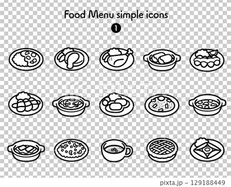 洋食のシンプルアイコン集 129188449