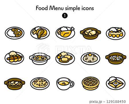 洋食のシンプルアイコン集 129188450