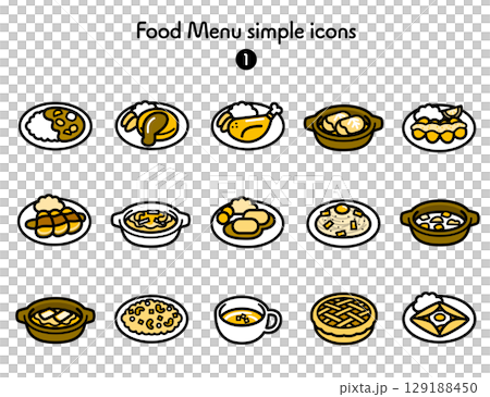 洋食のシンプルアイコン集 129188450