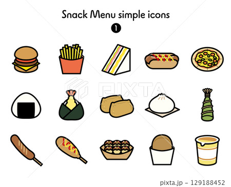 軽食のシンプルアイコン集 軽食のシンプルアイコン集 129188452