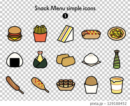 軽食のシンプルアイコン集 軽食のシンプルアイコン集 129188452
