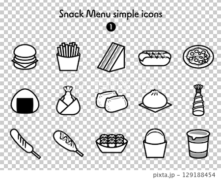 Simple icon collection of snacks 129188454