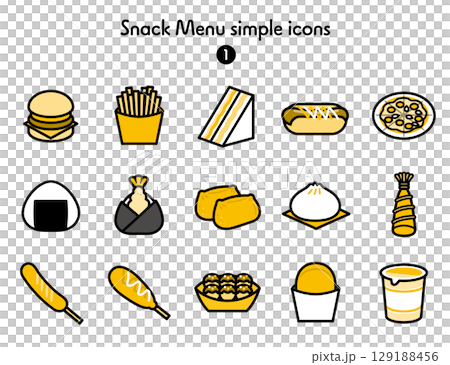 Simple icon collection of snacks 129188456