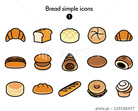 パンのシンプルアイコン集 パンのシンプルアイコン集 129188457