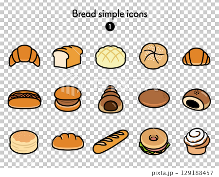 パンのシンプルアイコン集 パンのシンプルアイコン集 129188457