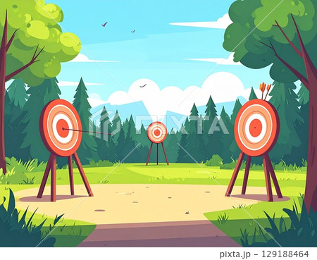 アーチェリー場 シンプルなイラスト アーチェリー場 シンプルなイラスト 129188464