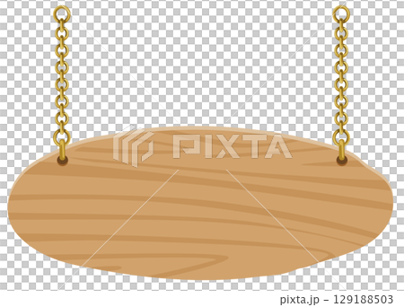 Simple wooden hanging sign vector material | Store and guide illustration | Oak material style 129188503