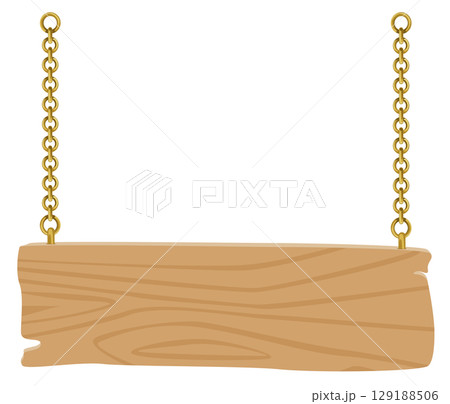 シンプルな木製の吊り下げ看板ベクター素材｜店舗・案内用イラスト｜オーク素材風 129188506