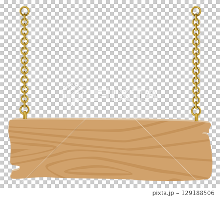 シンプルな木製の吊り下げ看板ベクター素材｜店舗・案内用イラスト｜オーク素材風 129188506