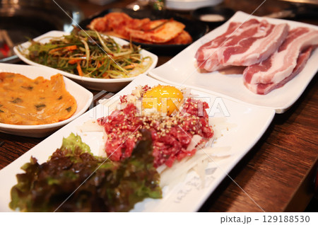 Korean traditional food. Beef raw beef 129188530