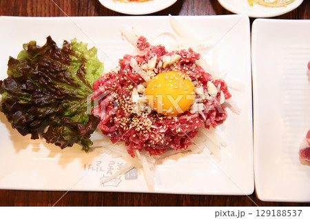 Korean traditional food. Beef raw beef 129188537