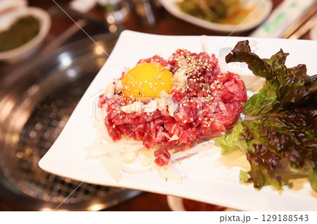 Korean traditional food. Beef raw beef 129188543
