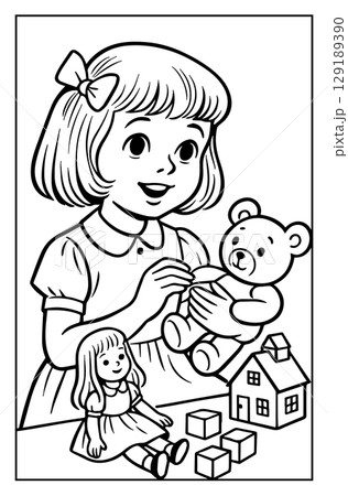 少女が主人公のぬりえ：玩具 129189390