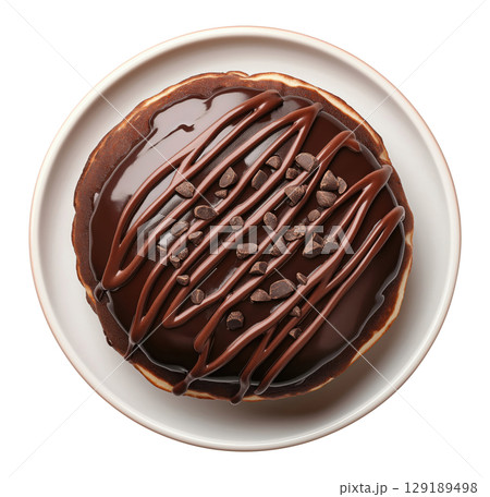 Plate with Pancakes with Chocolate 129189498