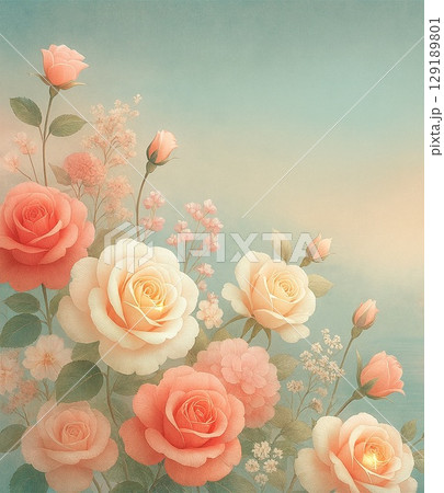 空と薔薇の幻想的なハーモニー 129189801