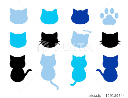 猫のシルエット素材セット 129189844