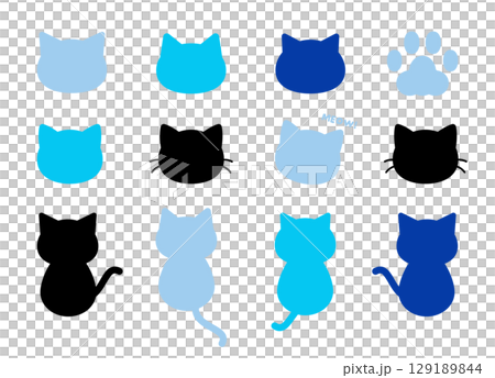 猫のシルエット素材セット 129189844