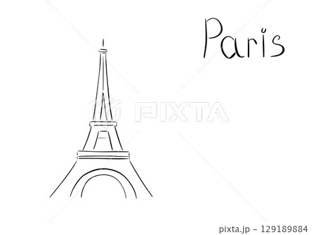 Eiffel Tower in Paris sketch. Video clip with alpha channel. Eiffel Tower in Paris sketch. Video clip with alpha channel. 129189884