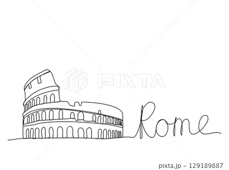 Coliseum in Rome. One line drawing animation. Video clip with alpha channel. Coliseum in Rome. One line drawing animation. Video clip with alpha channel. 129189887