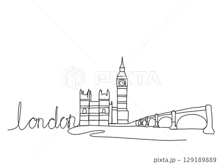 Big Ben in London. One line drawing animation. Video clip with alpha channel. Big Ben in London. One line drawing animation. Video clip with alpha channel. 129189889