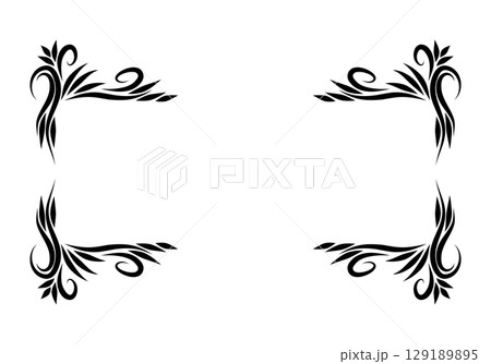 Growing floral corner border animation. Video clip with alpha channel. 129189895