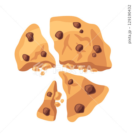 Single crumbled oatmeal cookies cartoon 129190432