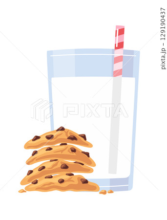 Crispy oatmeal cookies and milk 129190437