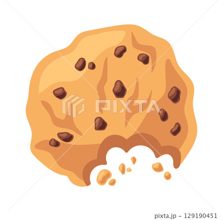 Eaten biscuit pastry piece cartoon 129190451
