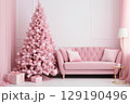 Pink living room interior decorated for christmas 129190496