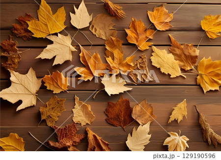 Dried leaf turned brown with natural aging.AI Generated 129190596