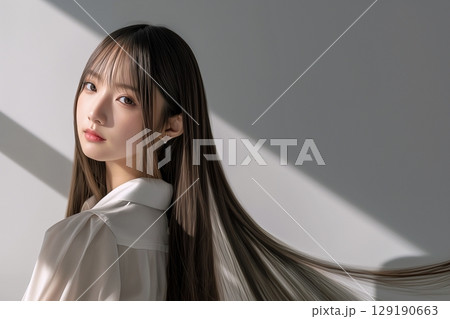 美しい長い髪の女性「AI生成画像」 129190663