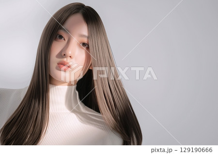 美しい長い髪の女性「AI生成画像」 129190666