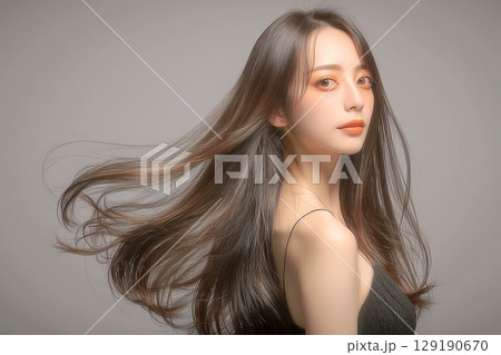 美しい長い髪の女性「AI生成画像」 129190670