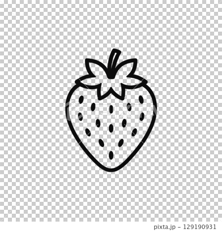 草莓線描圖標，材料，無背景，插圖，水果 129190931