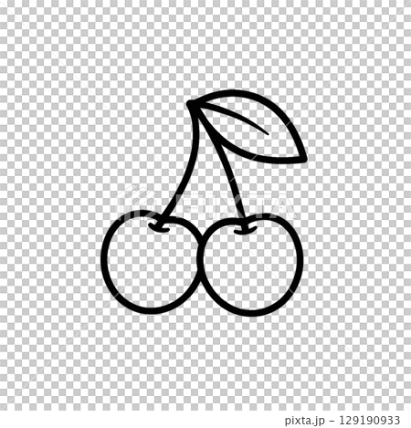櫻桃線描圖標，材料，無背景，插圖，水果 129190933