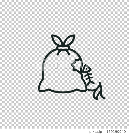 敗れたゴミ袋の線画アイコン、素材、背景なし、イラスト 129190940